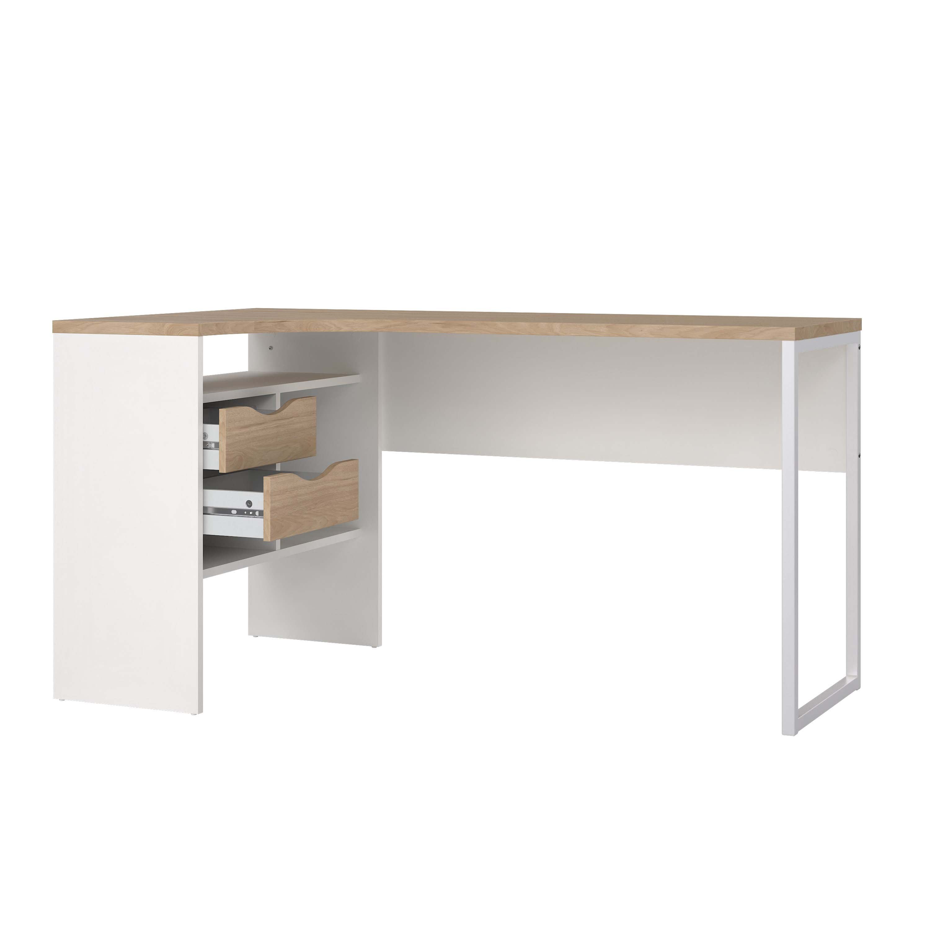 Function Plus Corner Desk - White/Oak DE