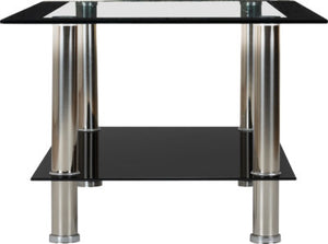 Harlequin Coffee Table Clear Glass/Black Glass/Black Border/Silver