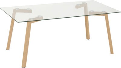Morton Coffee Table Clear Glass/Oak Effect Veneer