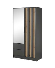 Nelly 2 Door Mirrored Wardrobe (105cm) - Graphite Lamela Artisan DE