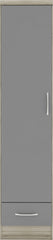 Nevada 1 Door 1 Drawer Wardrobe (Grey Gloss/Light Oak Effect Veneer) WH