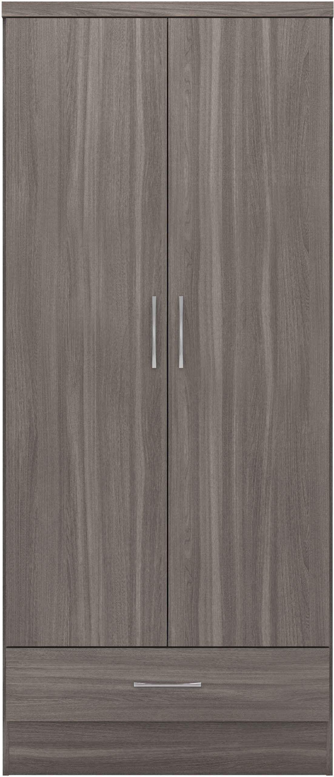 Nevada 2 Door 1 Drawer Wardrobe (Black Wood Grain) WH