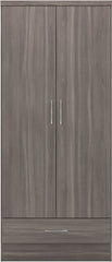 Nevada 2 Door 1 Drawer Wardrobe (Black Wood Grain) WH