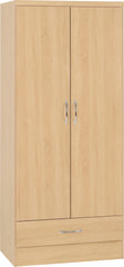 Nevada 2 Door 1 Drawer Wardrobe (Sonoma Oak Effect) WH