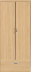 Nevada 2 Door 1 Drawer Wardrobe (Sonoma Oak Effect) WH