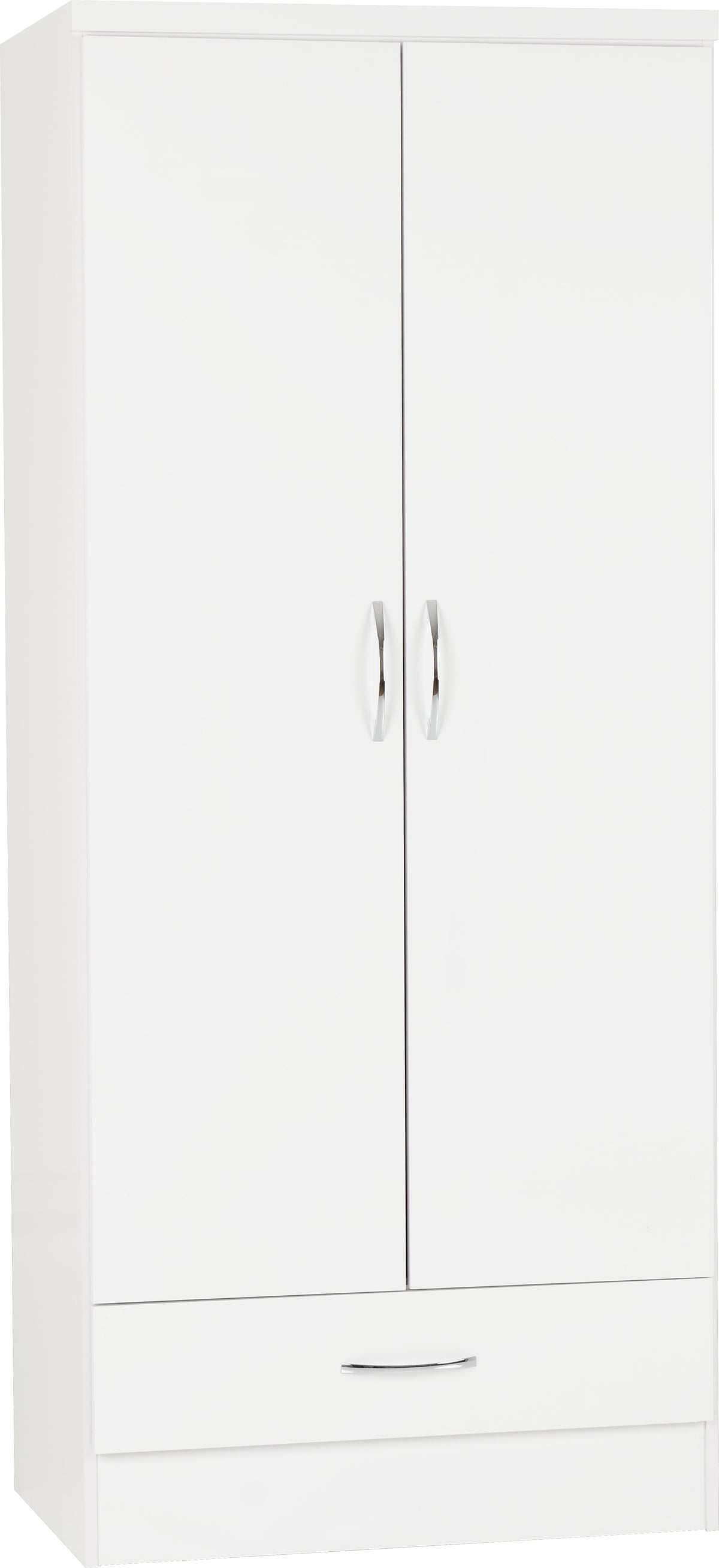 Nevada 2 Door 1 Drawer Wardrobe (White Gloss) WH