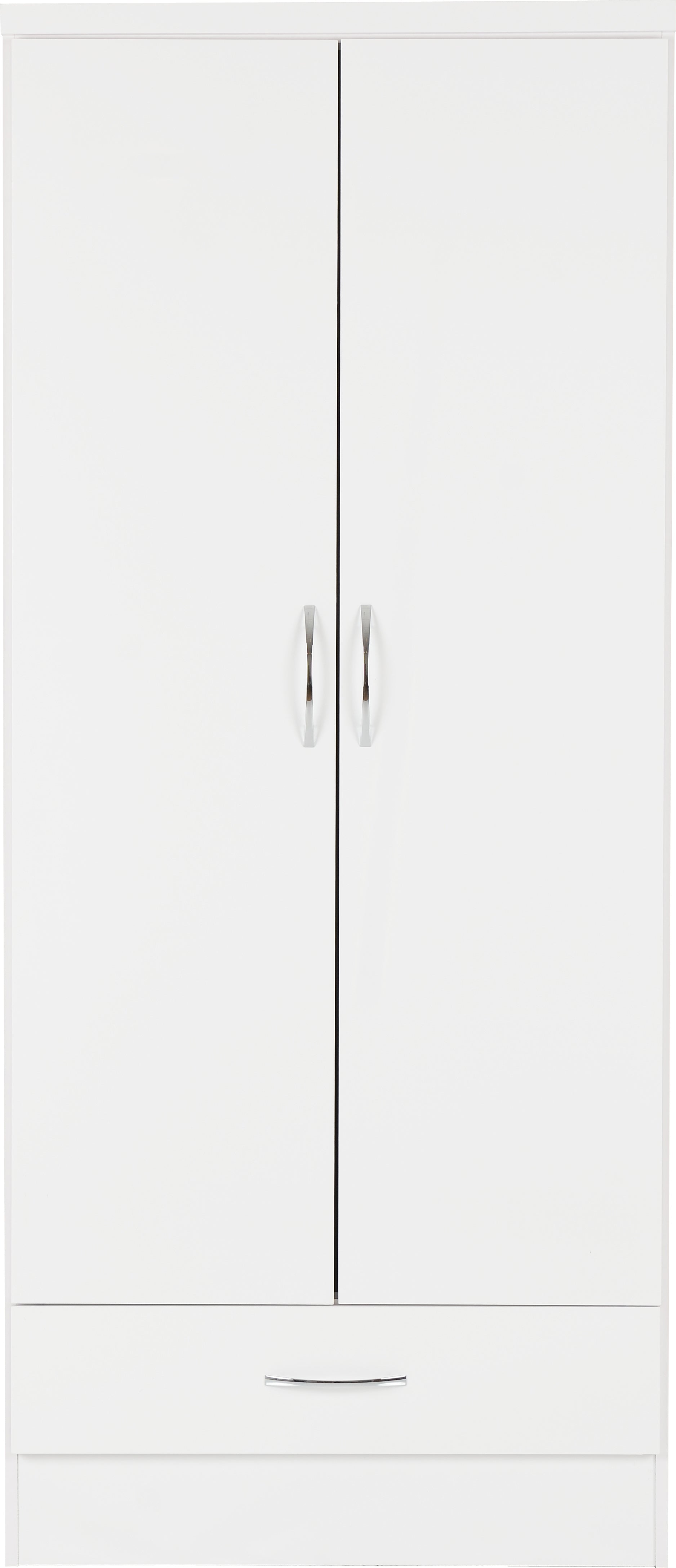 Nevada 2 Door 1 Drawer Wardrobe (White Gloss) WH