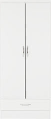 Nevada 2 Door 1 Drawer Wardrobe (White Gloss) WH