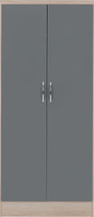 Nevada 2 Door All Hanging Wardrobe (Grey Gloss/Light Oak Effect Veneer) WH