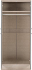 Nevada 2 Door All Hanging Wardrobe (Grey Gloss/Light Oak Effect Veneer) WH