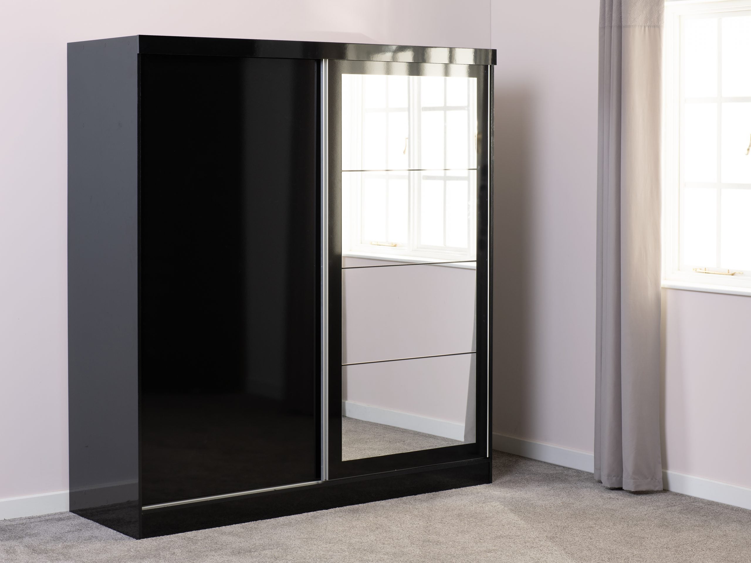 Nevada 2 Door Sliding Wardrobe (Black Gloss) WH