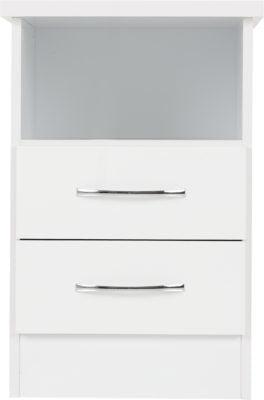 Nevada 2 Drawer Bedside White Gloss - WH