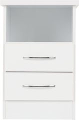 Nevada 2 Drawer Bedside White Gloss - WH