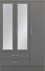 Nevada 3 Door 2 Drawer Mirrored Wardrobe (3D Effect Grey) WH