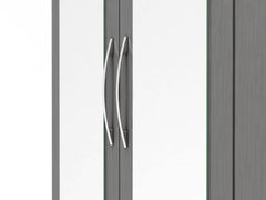 Nevada 3 Door 2 Drawer Mirrored Wardrobe (3D Effect Grey) WH