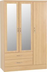 Nevada 3 Door 2 Drawer Mirrored Wardrobe (Sonoma Oak Effect) WH