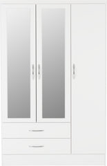 Nevada 3 Door 2 Drawer Mirrored Wardrobe (White Gloss) WH