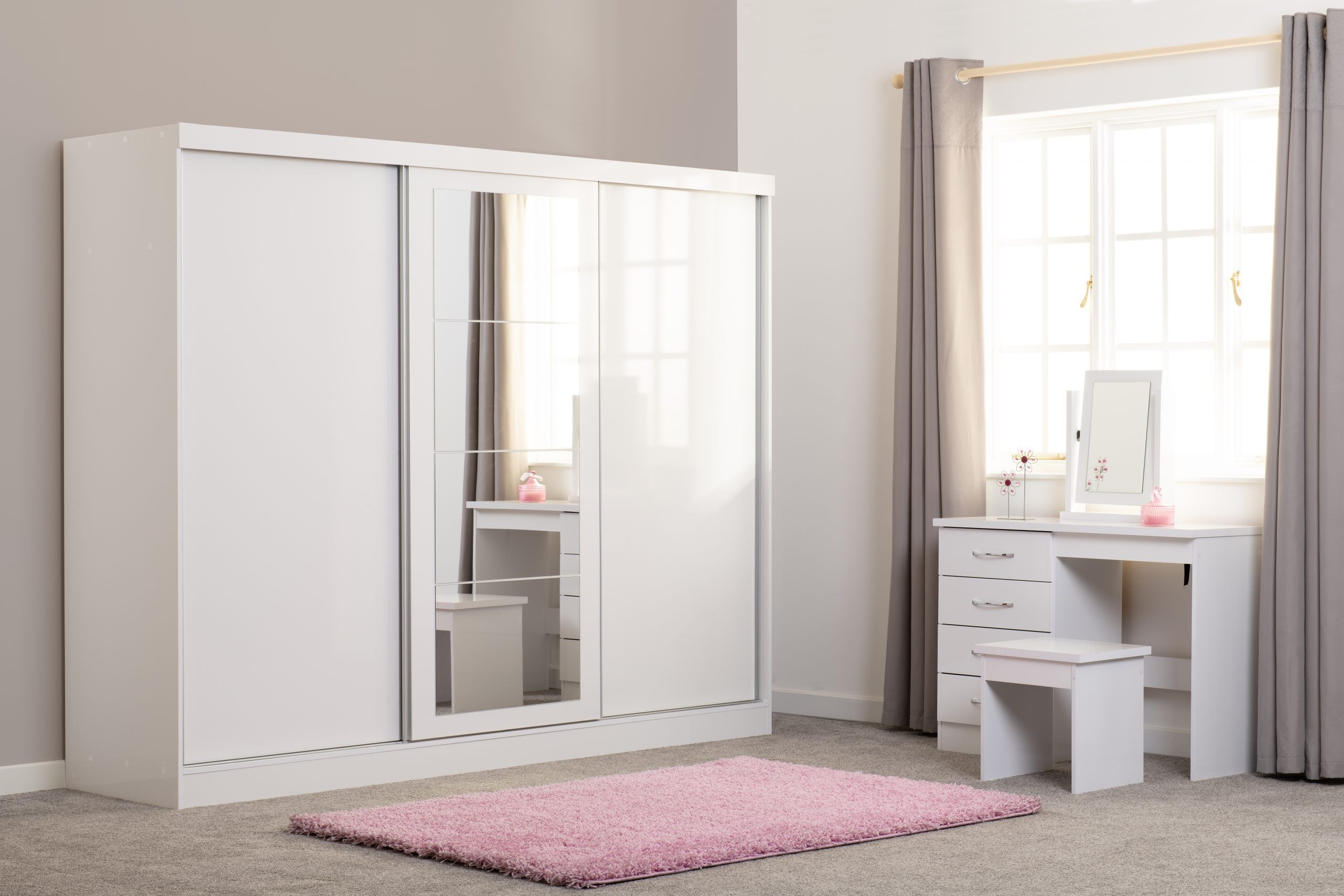 Nevada 3 Door Sliding Wardrobe (White Gloss) WH