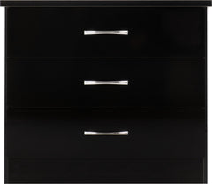 Nevada 3 Drawer Chest (Black Gloss) - WH