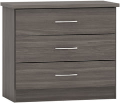 Nevada 3 Drawer Chest (Black Wood Grain) - WH