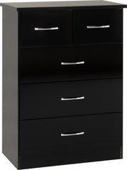 Nevada 3+2 Drawer Chest (Black Gloss) - WH