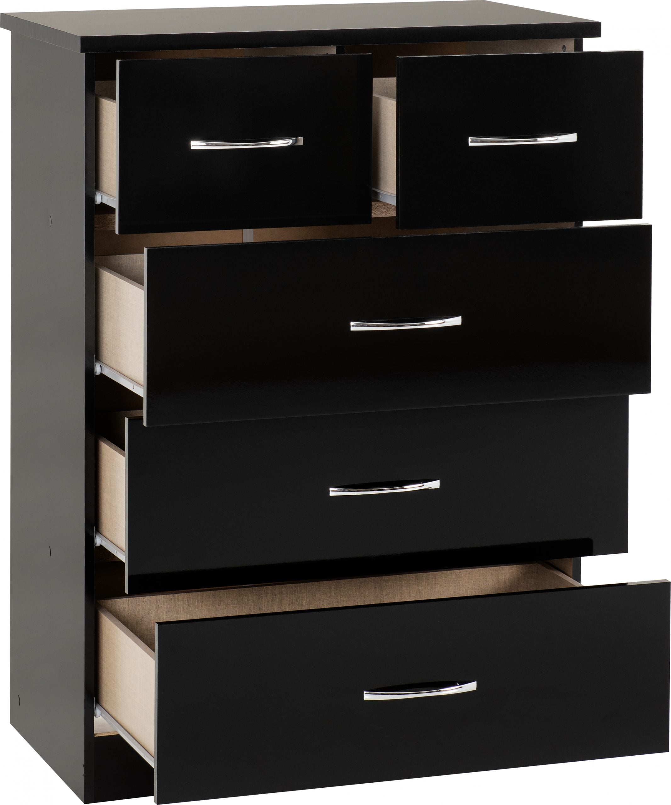 Nevada 3+2 Drawer Chest (Black Gloss) - WH