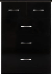 Nevada 3+2 Drawer Chest (Black Gloss) - WH