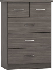 Nevada 3+2 Drawer Chest (Black Wood Grain) - WH