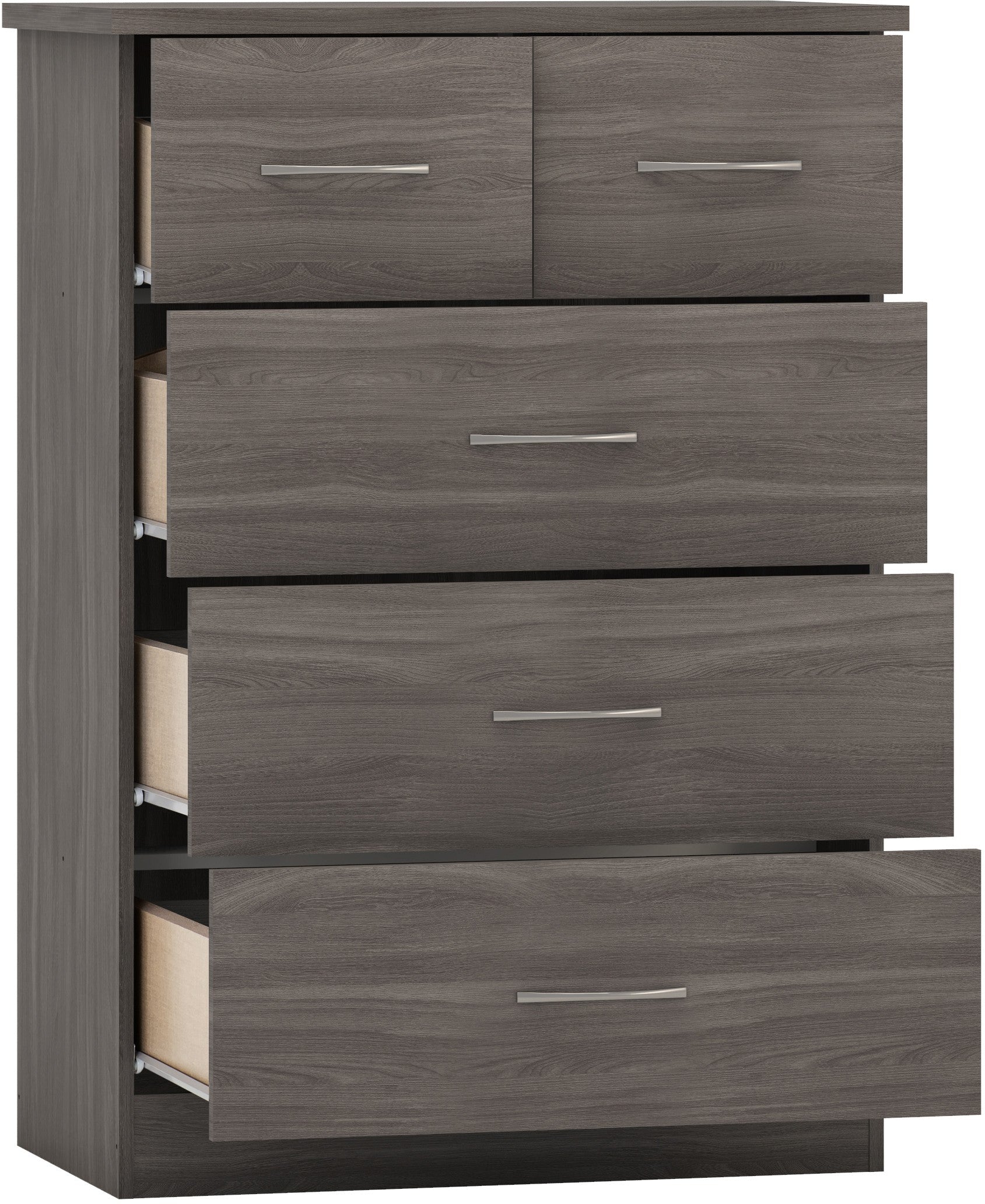 Nevada 3+2 Drawer Chest (Black Wood Grain) - WH