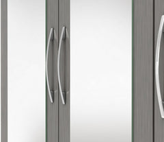 Nevada 4 Door 2 Drawer Mirrored Wardrobe (3D Effect Grey) WH