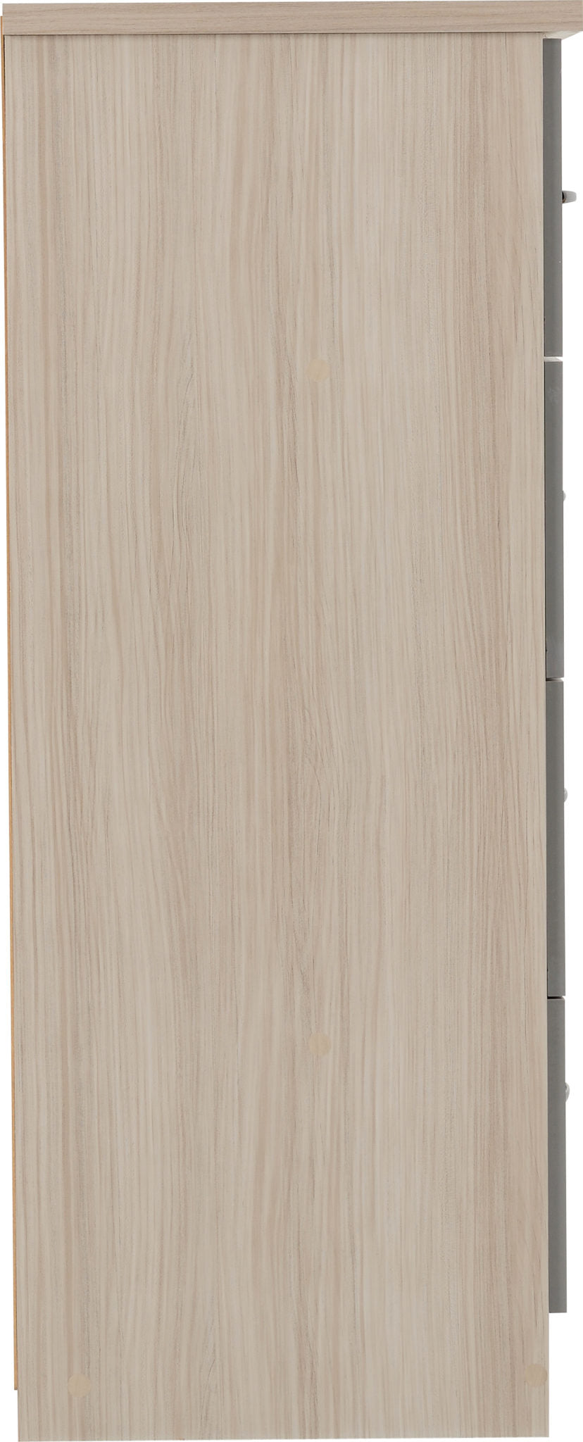 Nevada 5 Drawer Low Wardrobe (Grey Gloss/Light Oak Effect Veneer) WH