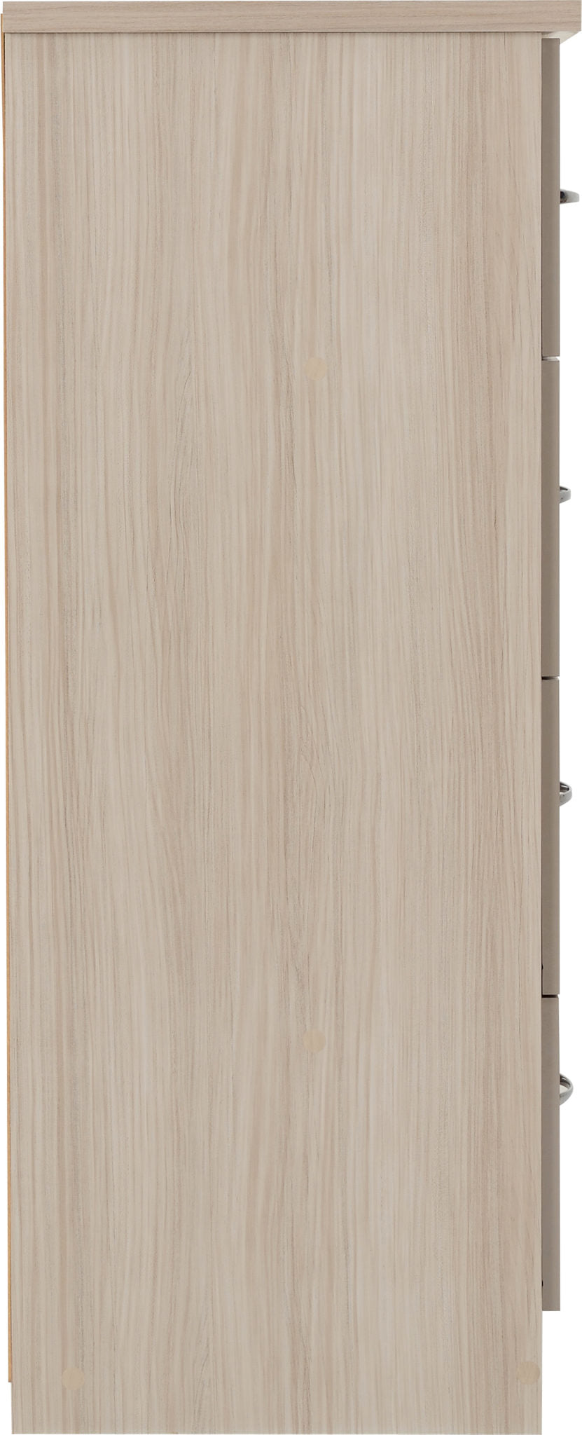 Nevada 5 Drawer Low Wardrobe (Oyster Gloss/Light Oak Effect Veneer) WH