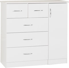 Nevada 5 Drawer Low Wardrobe (White Gloss) WH