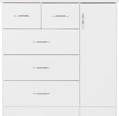 Nevada 5 Drawer Low Wardrobe (White Gloss) WH