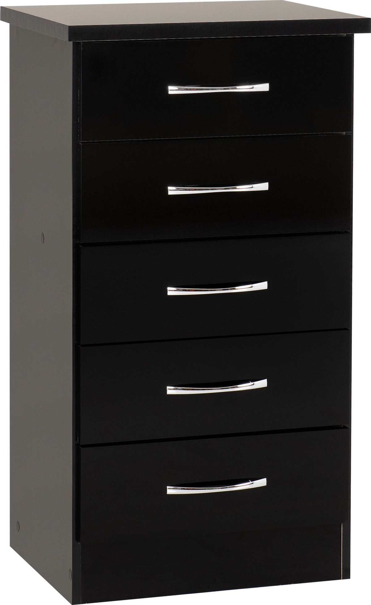 Nevada 5 Drawer Narrow Chest (Black Gloss) WH