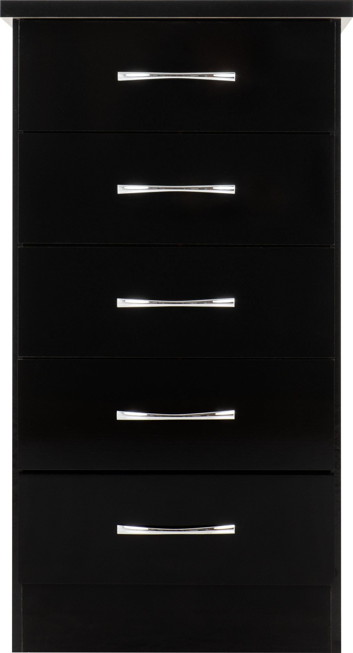 Nevada 5 Drawer Narrow Chest (Black Gloss) WH