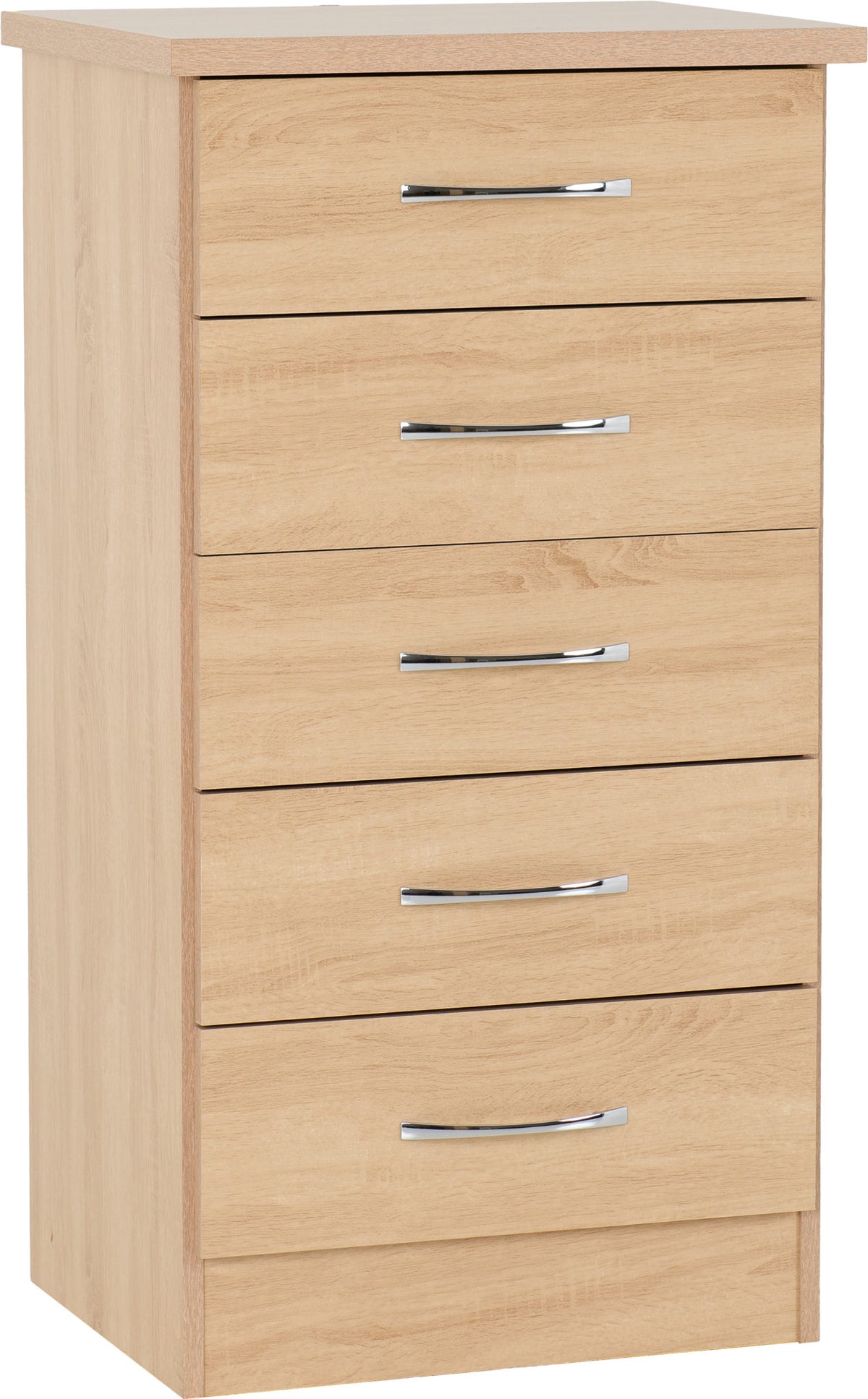 Nevada 5 Drawer Narrow Chest (Sonoma Oak Effect) WH