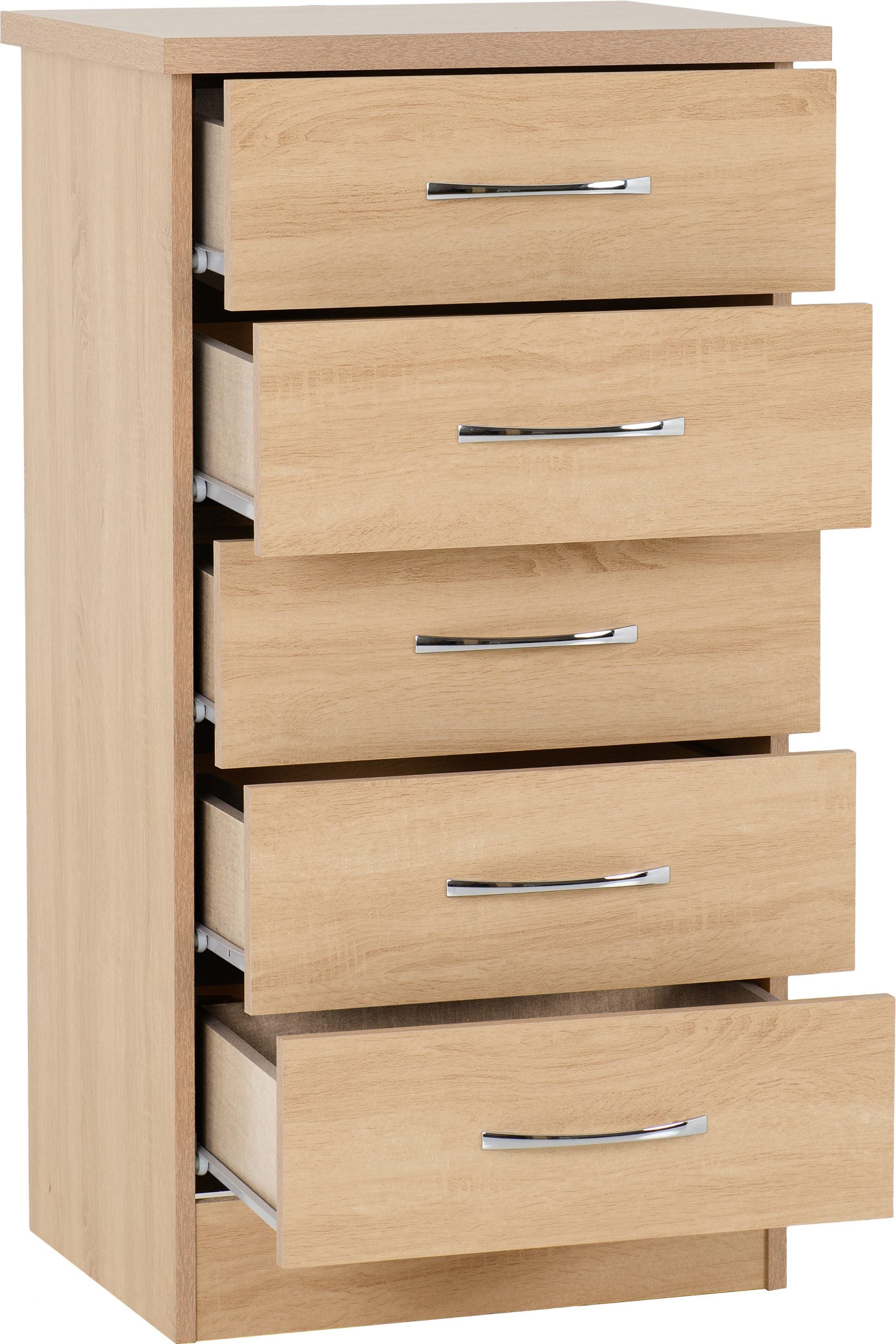 Nevada 5 Drawer Narrow Chest (Sonoma Oak Effect) WH