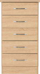 Nevada 5 Drawer Narrow Chest (Sonoma Oak Effect) WH