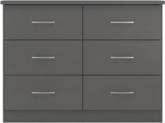 Nevada 6 Drawer Chest (3D Effect Grey) WH