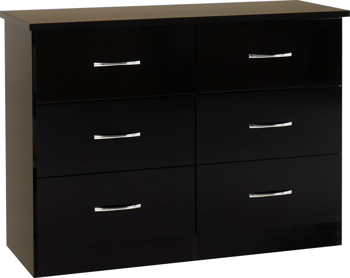 Nevada 6 Drawer Chest (Black Gloss) WH