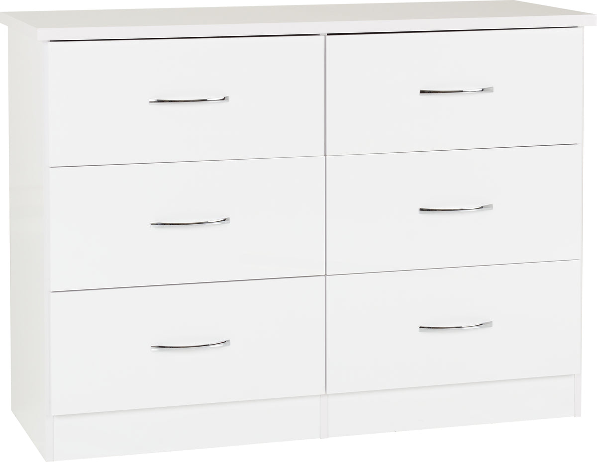 Nevada 6 Drawer Chest (White Gloss) WH