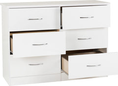 Nevada 6 Drawer Chest (White Gloss) WH