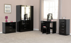 Nevada 4 Drawer Dressing Table Set (Black Gloss) WH