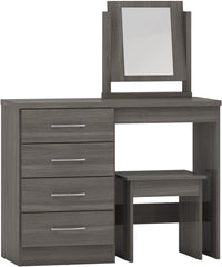 Nevada 4 Drawer Dressing Table Set (Black Wood Grain) WH