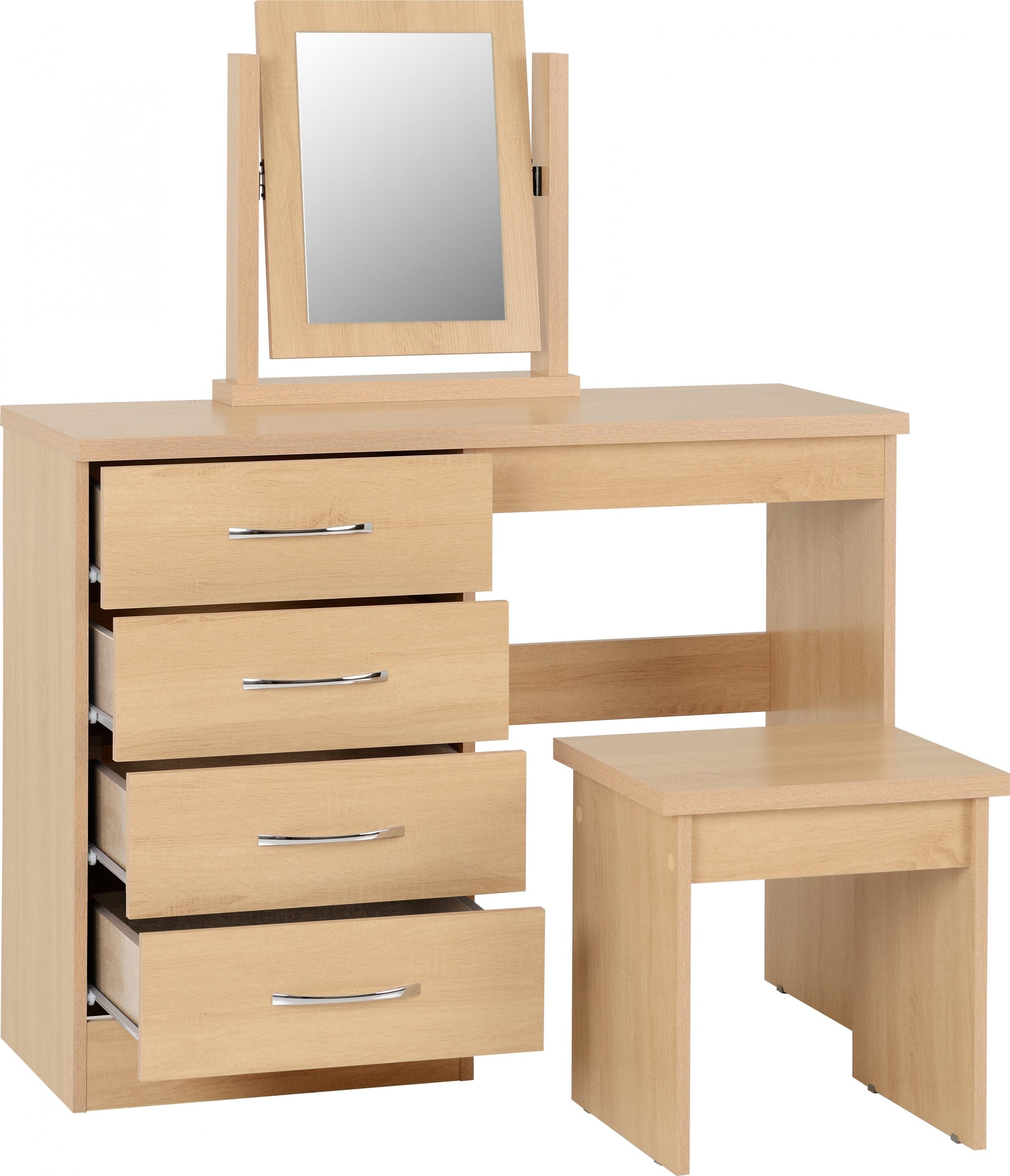 Nevada 4 Drawer Dressing Table Set (Sonoma Oak Effect) WH