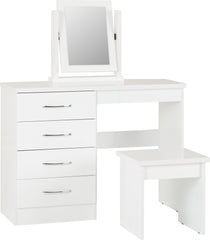 Nevada 4 Drawer Dressing Table Set (White Gloss) WH