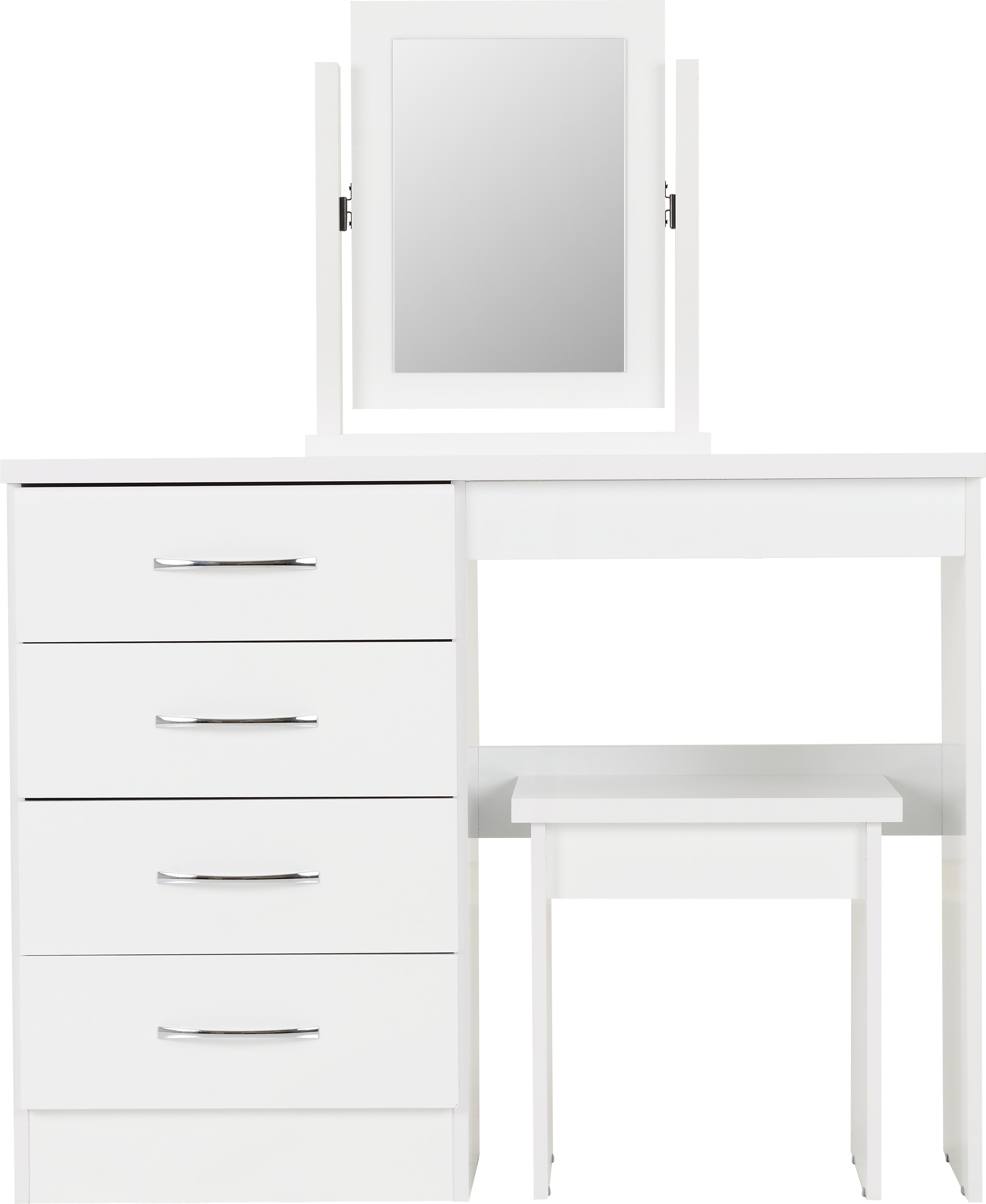 Nevada 4 Drawer Dressing Table Set (White Gloss) WH