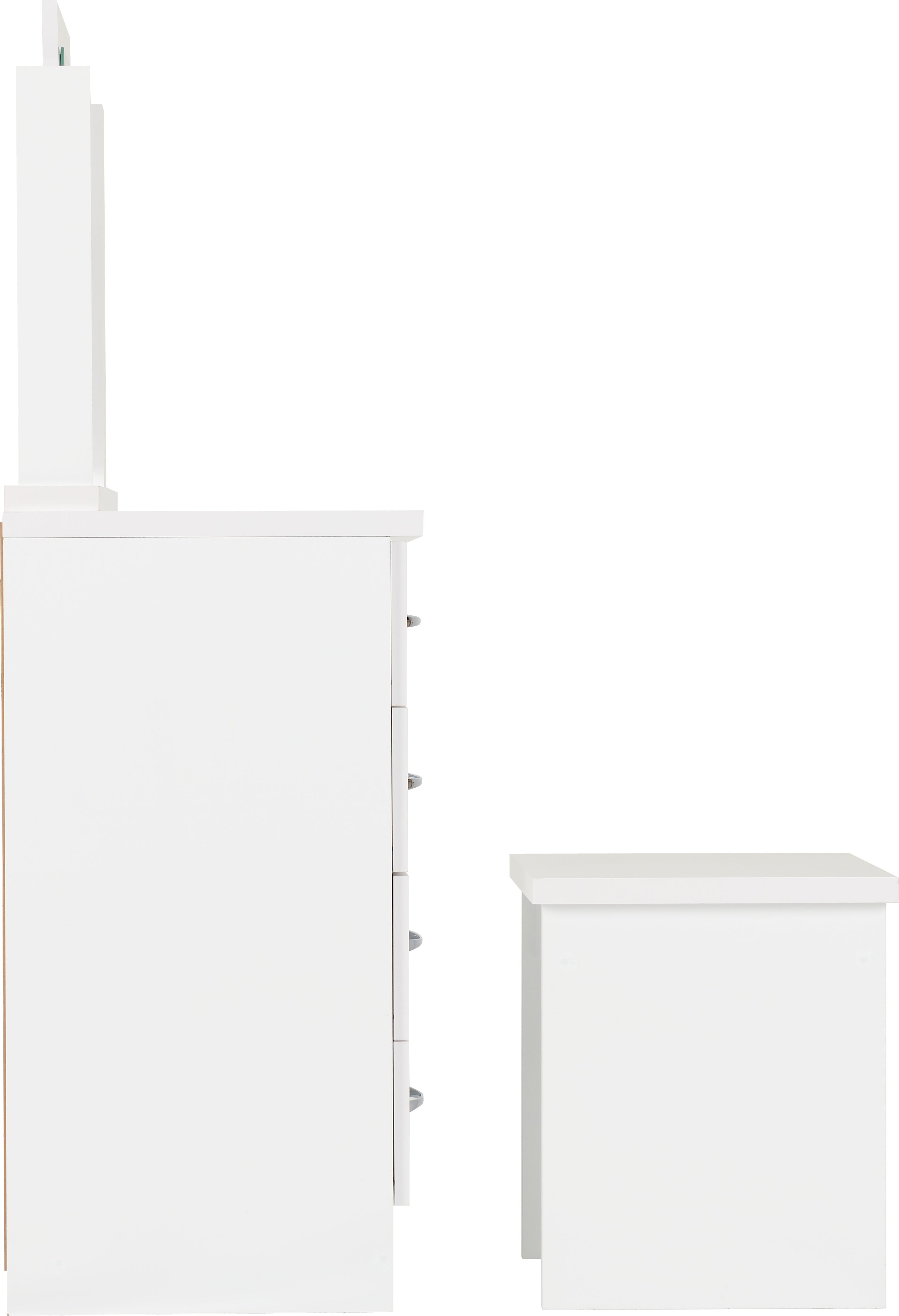 Nevada 4 Drawer Dressing Table Set (White Gloss) WH