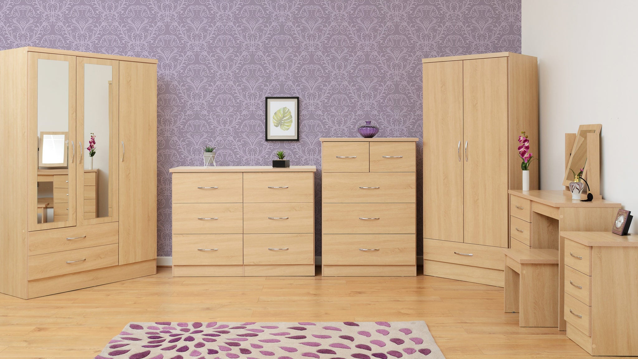 Nevada 4 Drawer Dressing Table Set (Sonoma Oak Effect) WH